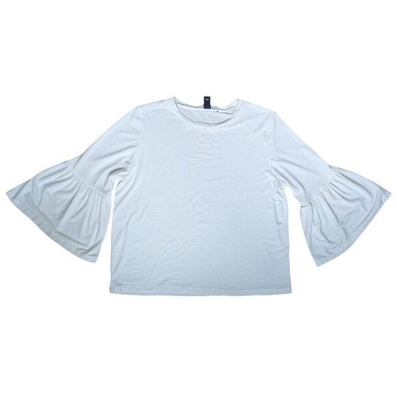 Streetwear Society Soft Stretchy White Long  Sleeve Top, Flared Sleeves Women S - Picture 4 of 9